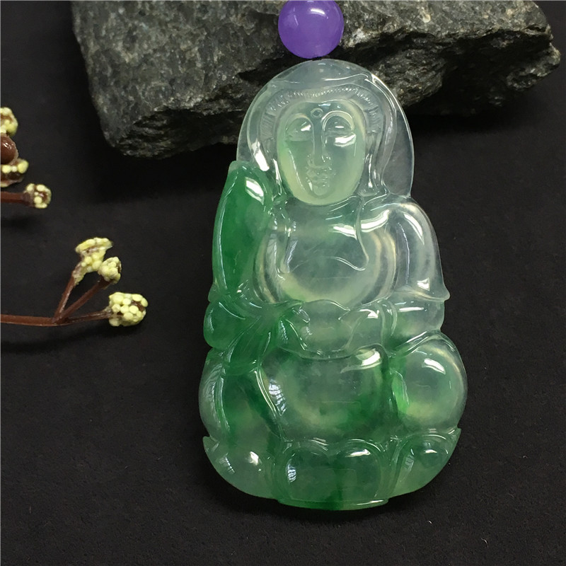 冰种阳色观音挂件