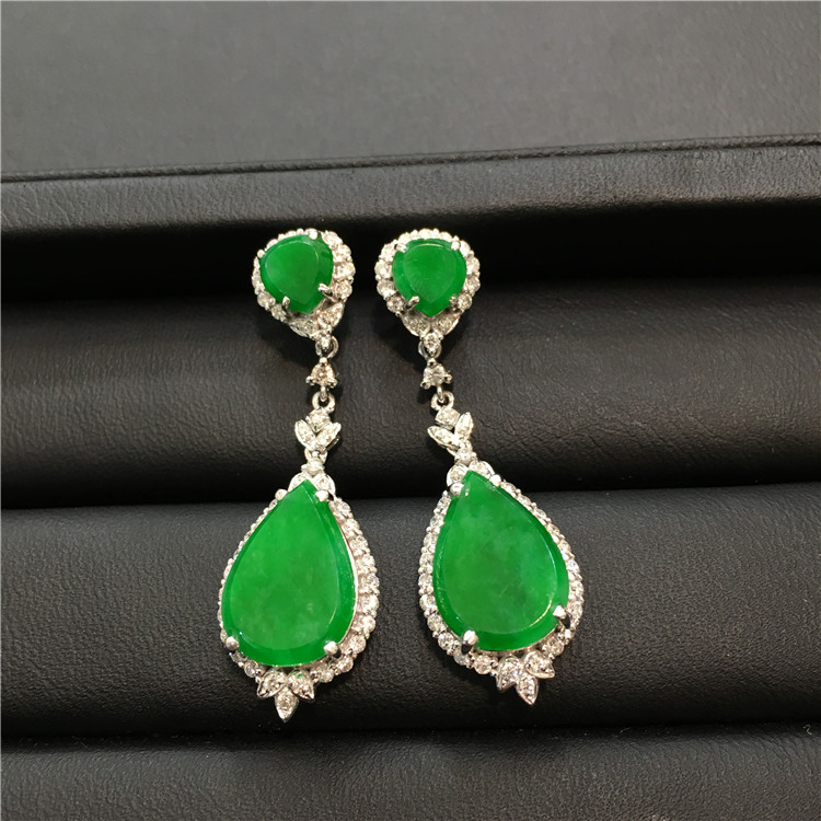 辣绿水滴耳环